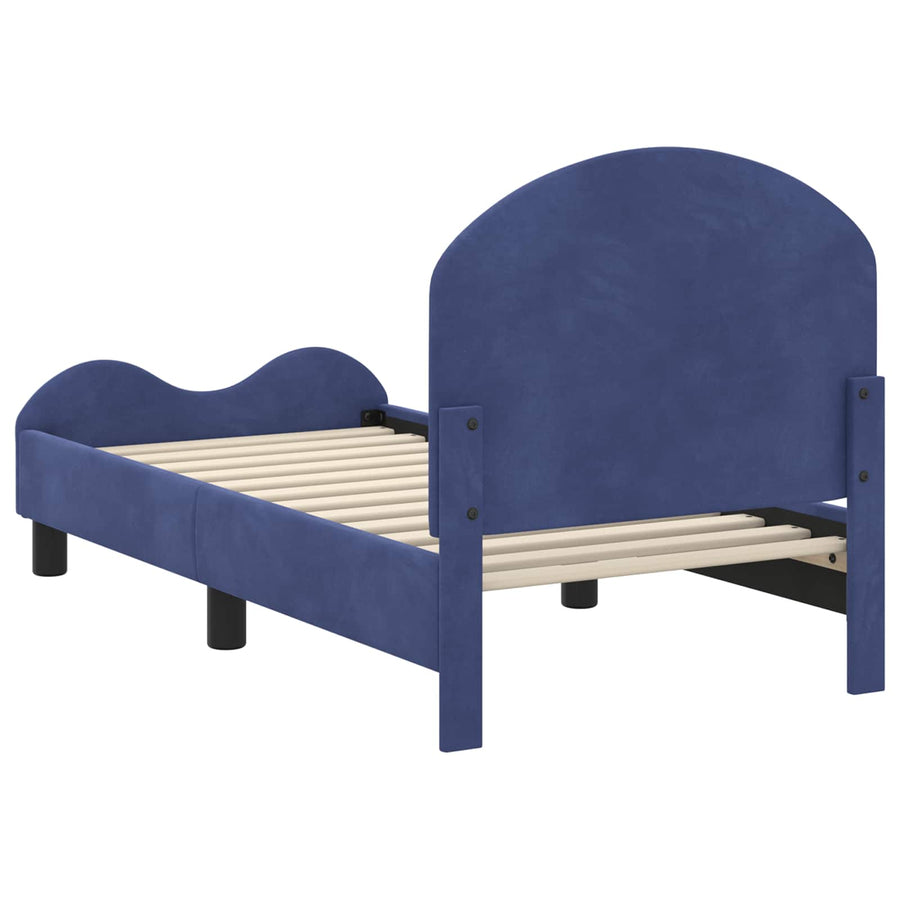 Peuterbedframe met hoofdbord Politieblauw 70 x 140 cm Fluweel