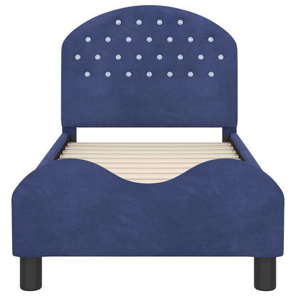 Peuterbedframe met hoofdbord Politieblauw 70 x 140 cm Fluweel