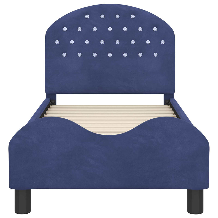 Peuterbedframe met hoofdbord Politieblauw 70 x 140 cm Fluweel