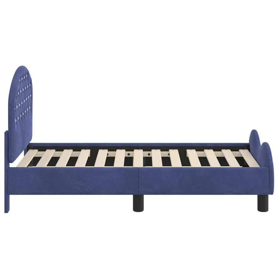 Peuterbedframe met hoofdbord Politieblauw 70 x 140 cm Fluweel