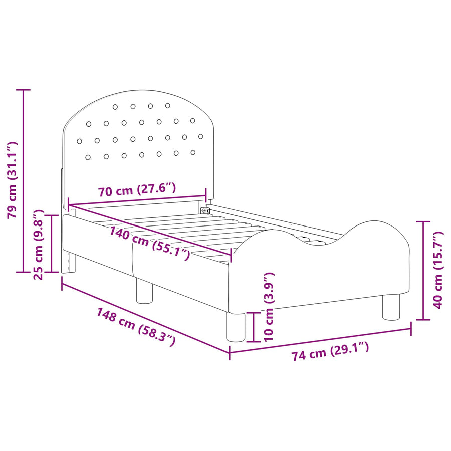 Peuterbedframe met hoofdbord Politieblauw 70 x 140 cm Fluweel