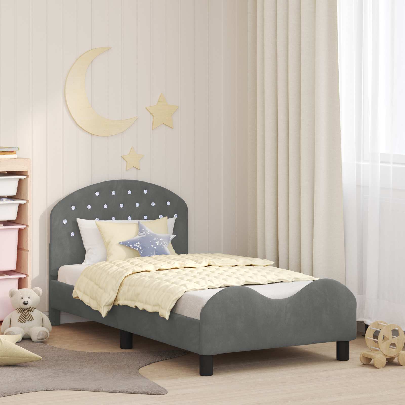 Bedframe voor kinderen met hoofdbord Donkergrijs 80 x 160 cm