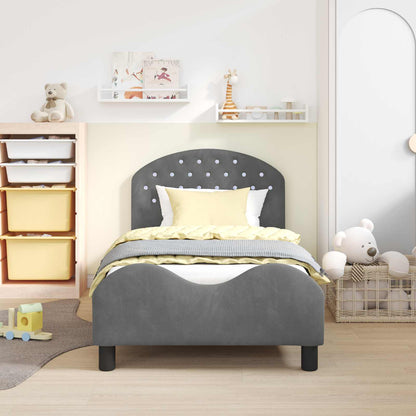 Bedframe voor kinderen met hoofdbord Donkergrijs 80 x 160 cm