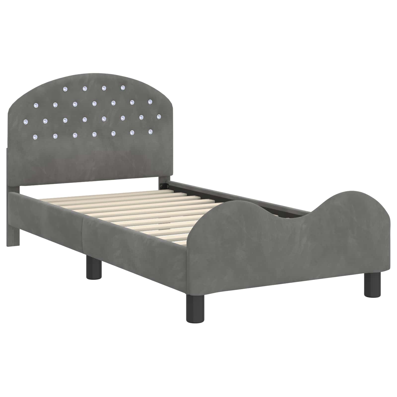 Bedframe voor kinderen met hoofdbord Donkergrijs 80 x 160 cm
