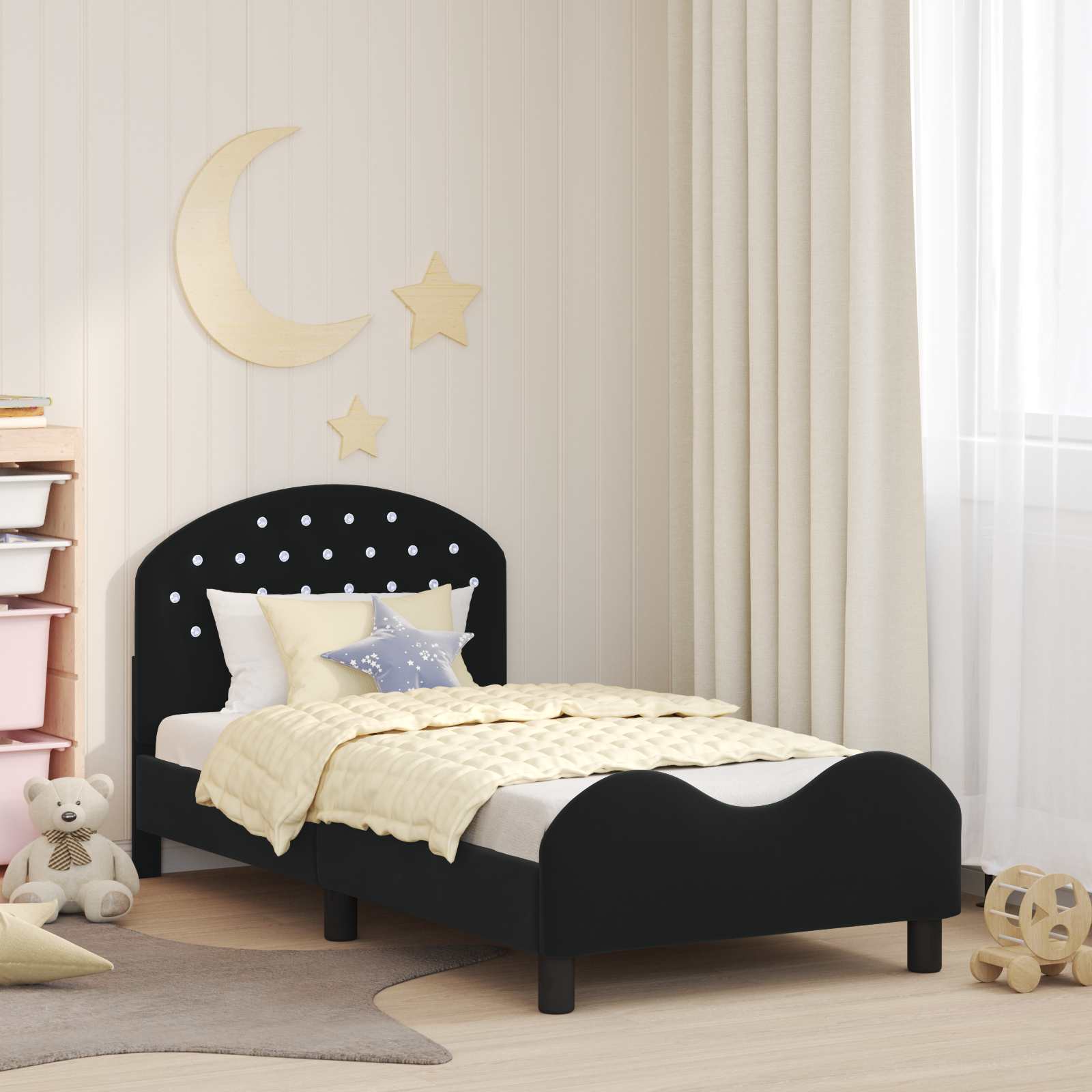 Bedframe voor kinderen met hoofdbord Zwart 80 x 160 cm Fluweel