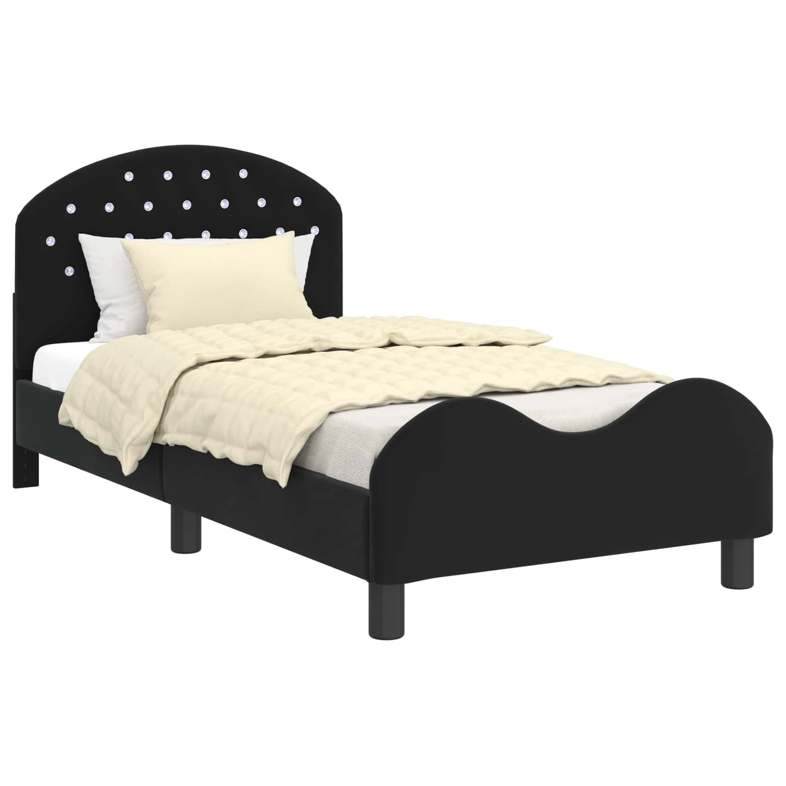 Bedframe voor kinderen met hoofdbord Zwart 80 x 160 cm Fluweel