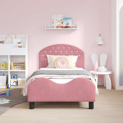Bedframe voor kinderen met hoofdbord Roze 80 x 160 cm Fluweel