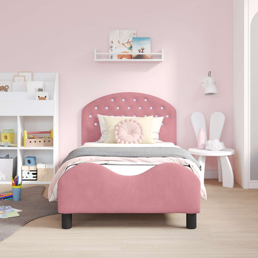 Bedframe voor kinderen met hoofdbord Roze 80 x 160 cm Fluweel