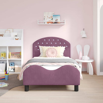 Bedframe voor kinderen met hoofdbord Paars 80 x 160 cm Fluweel