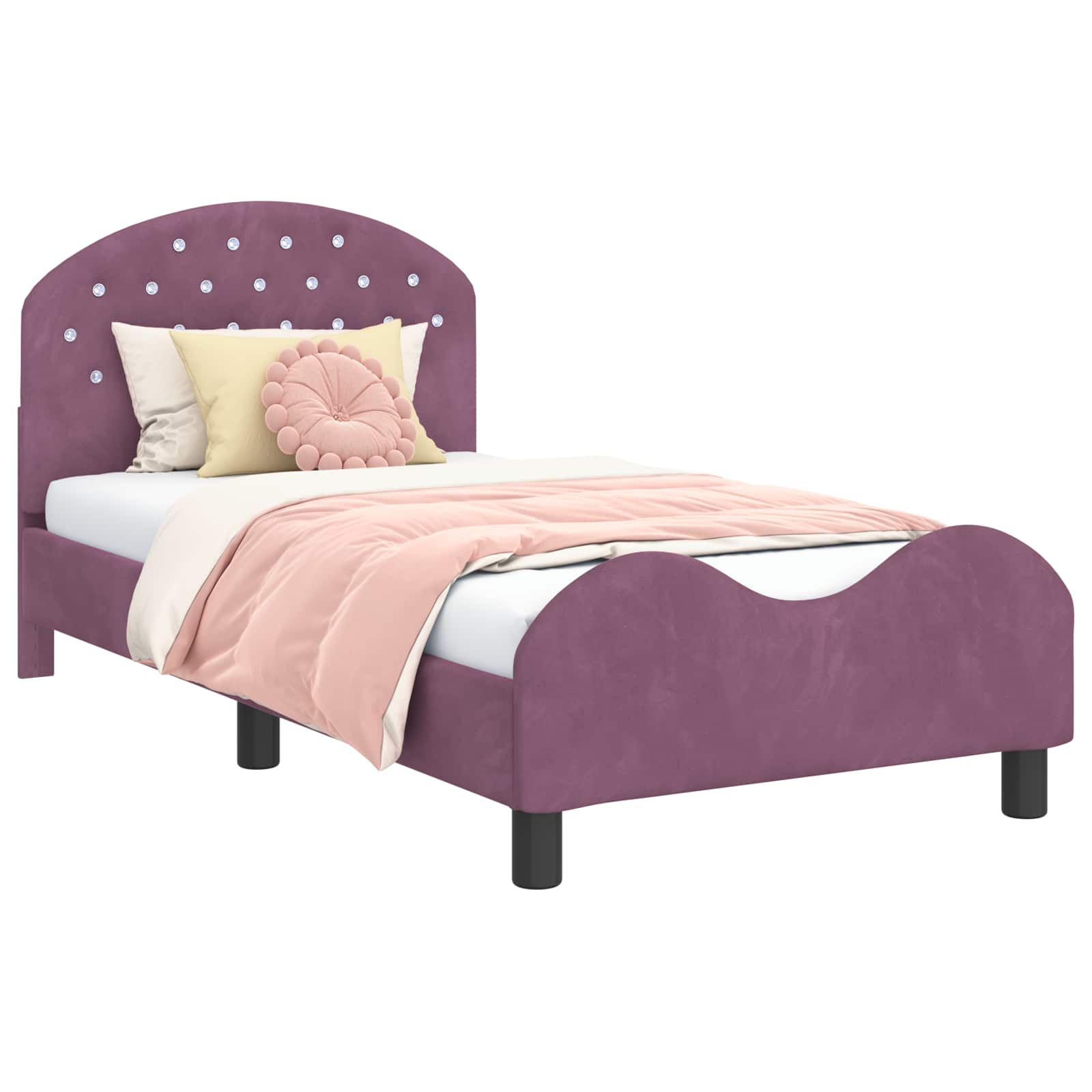 Bedframe voor kinderen met hoofdbord Paars 80 x 160 cm Fluweel