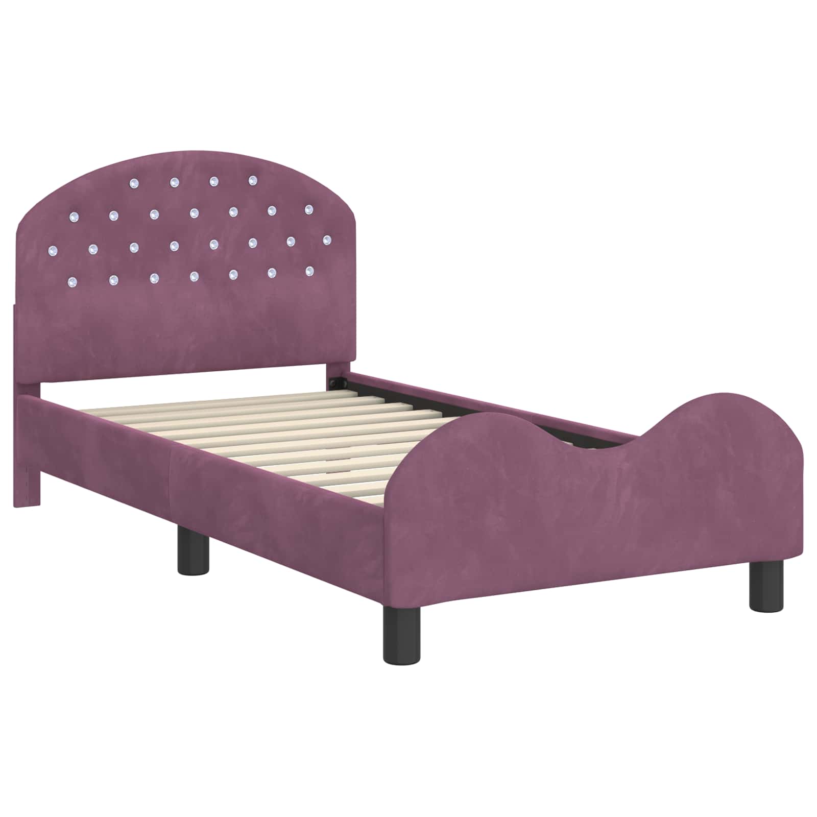 Bedframe voor kinderen met hoofdbord Paars 80 x 160 cm Fluweel