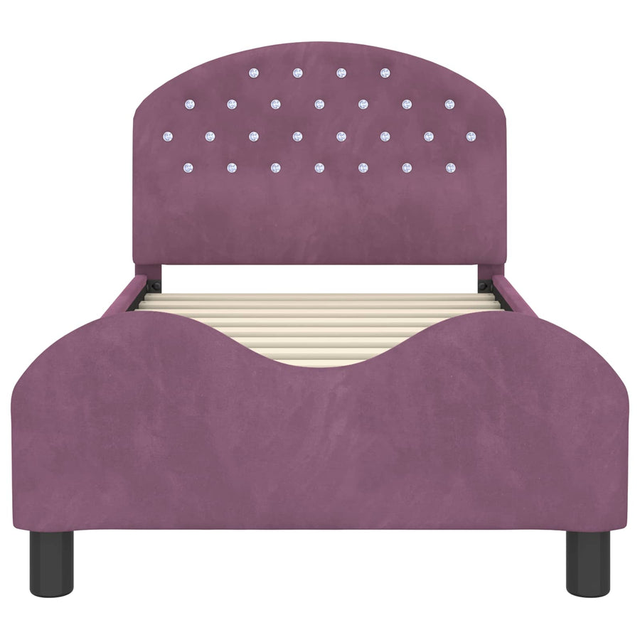 Bedframe voor kinderen met hoofdbord Paars 80 x 160 cm Fluweel