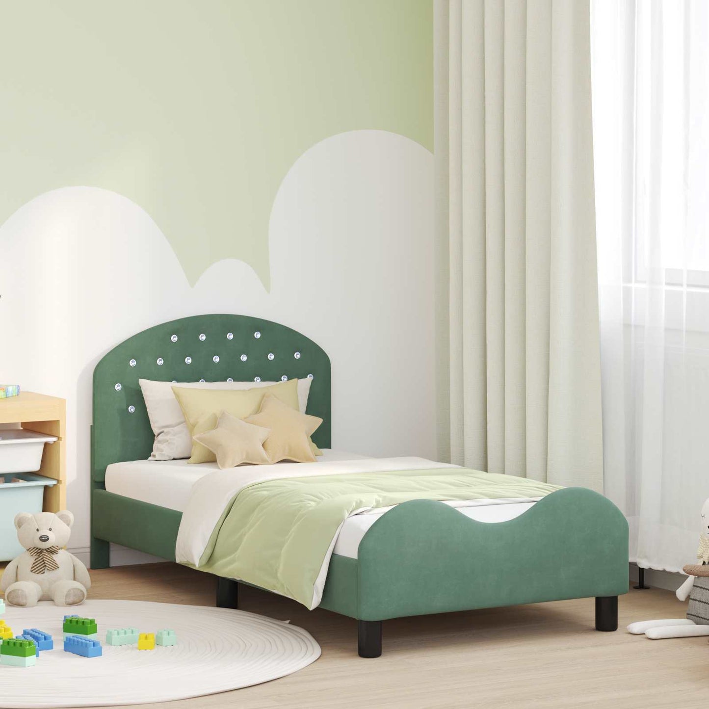 Bedframe voor kinderen met hoofdbord Zeegroen 80 x 160 cm