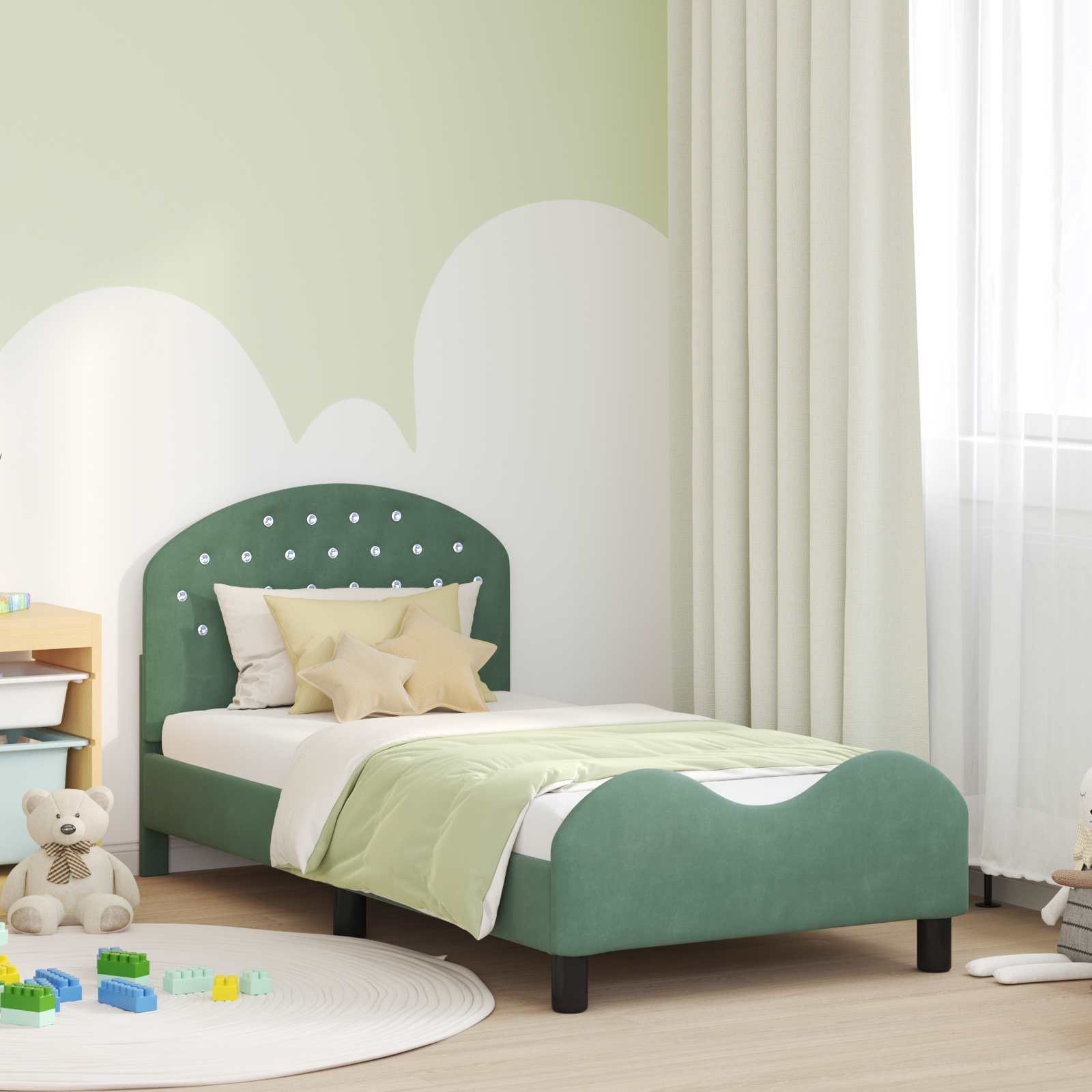 Bedframe voor kinderen met hoofdbord Zeegroen 80 x 160 cm