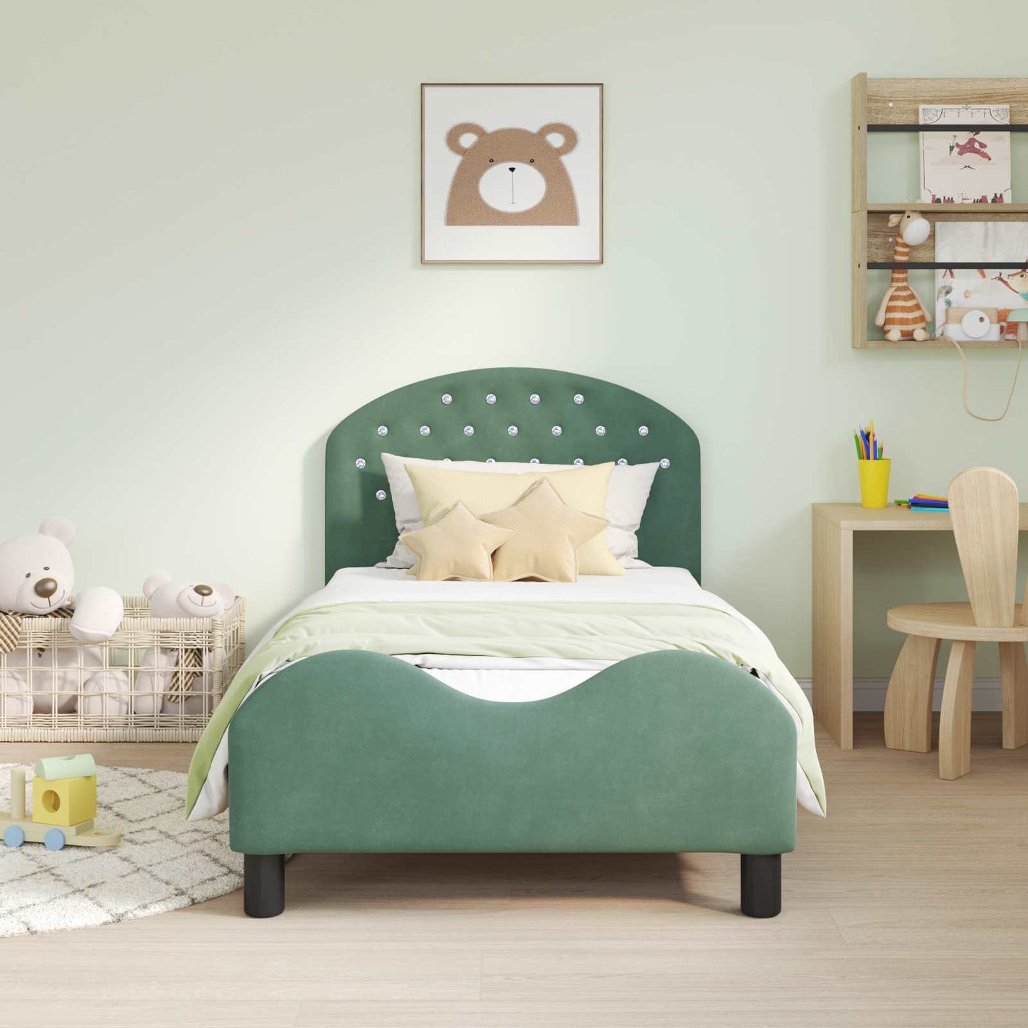 Bedframe voor kinderen met hoofdbord Zeegroen 80 x 160 cm