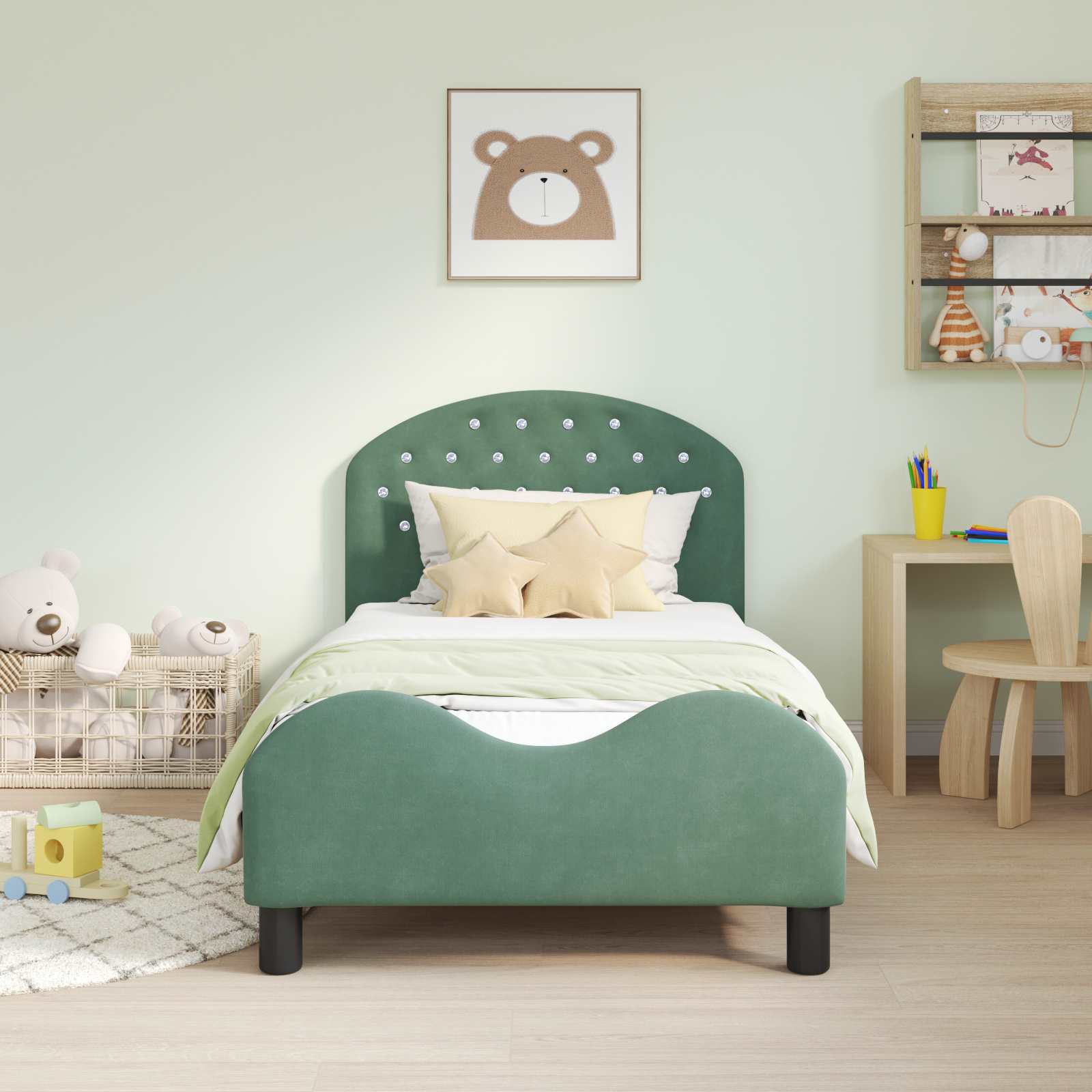 Bedframe voor kinderen met hoofdbord Zeegroen 80 x 160 cm