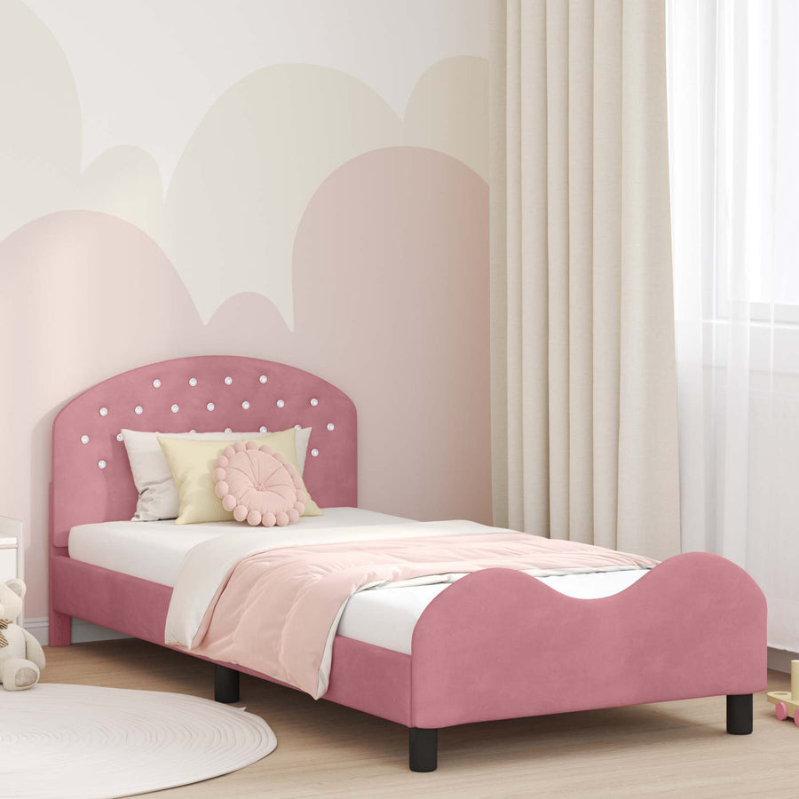 Bedframe voor kinderen met hoofdbord Roze 80 x 200 cm Fluweel