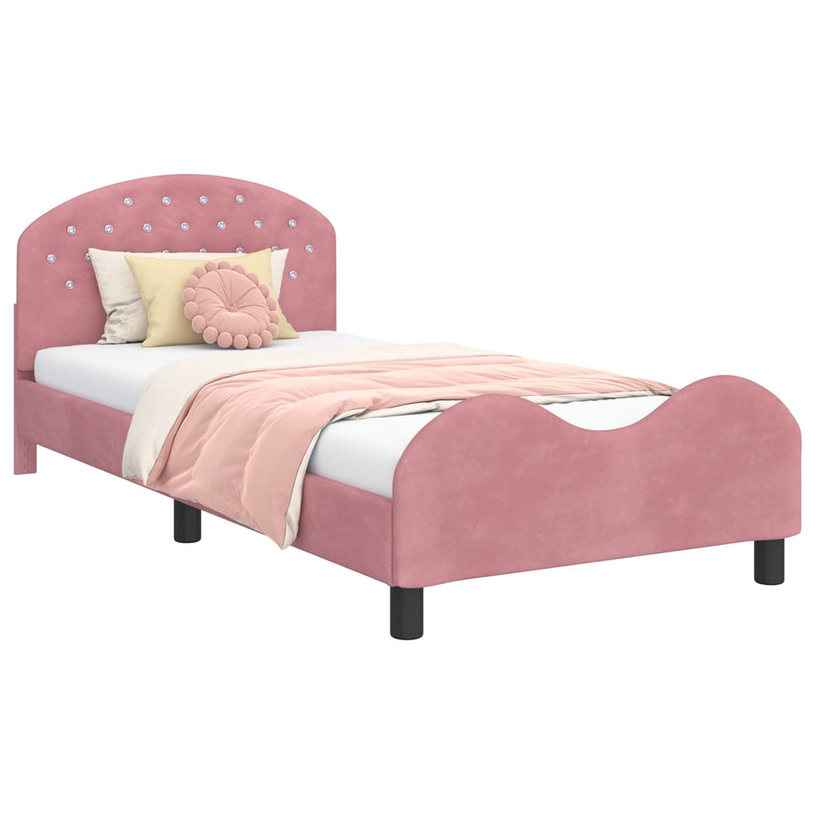 Bedframe voor kinderen met hoofdbord Roze 80 x 200 cm Fluweel
