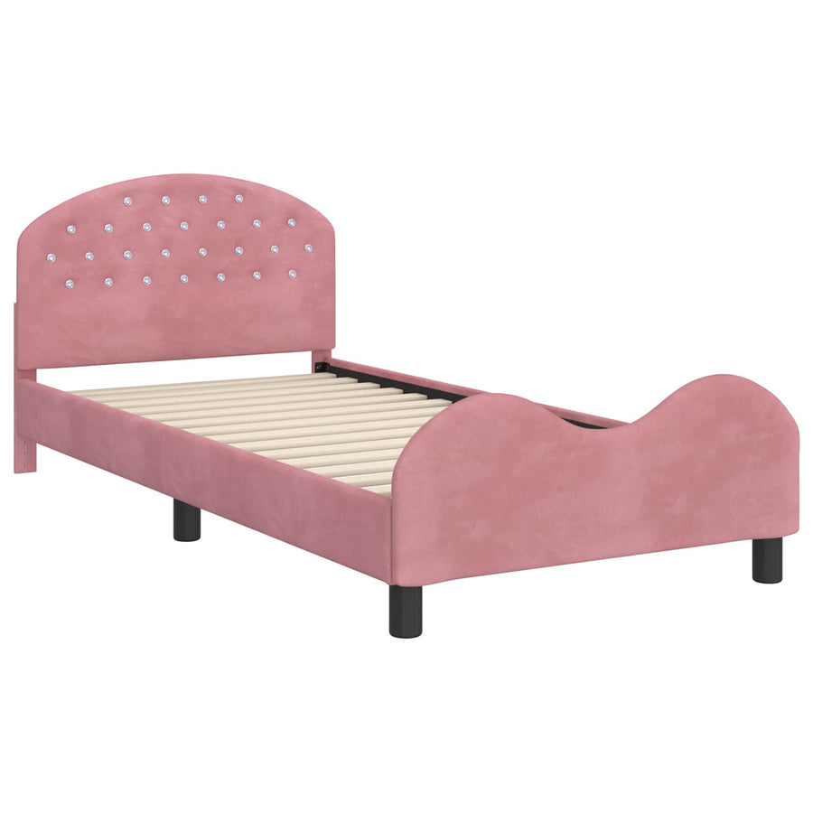 Bedframe voor kinderen met hoofdbord Roze 80 x 200 cm Fluweel