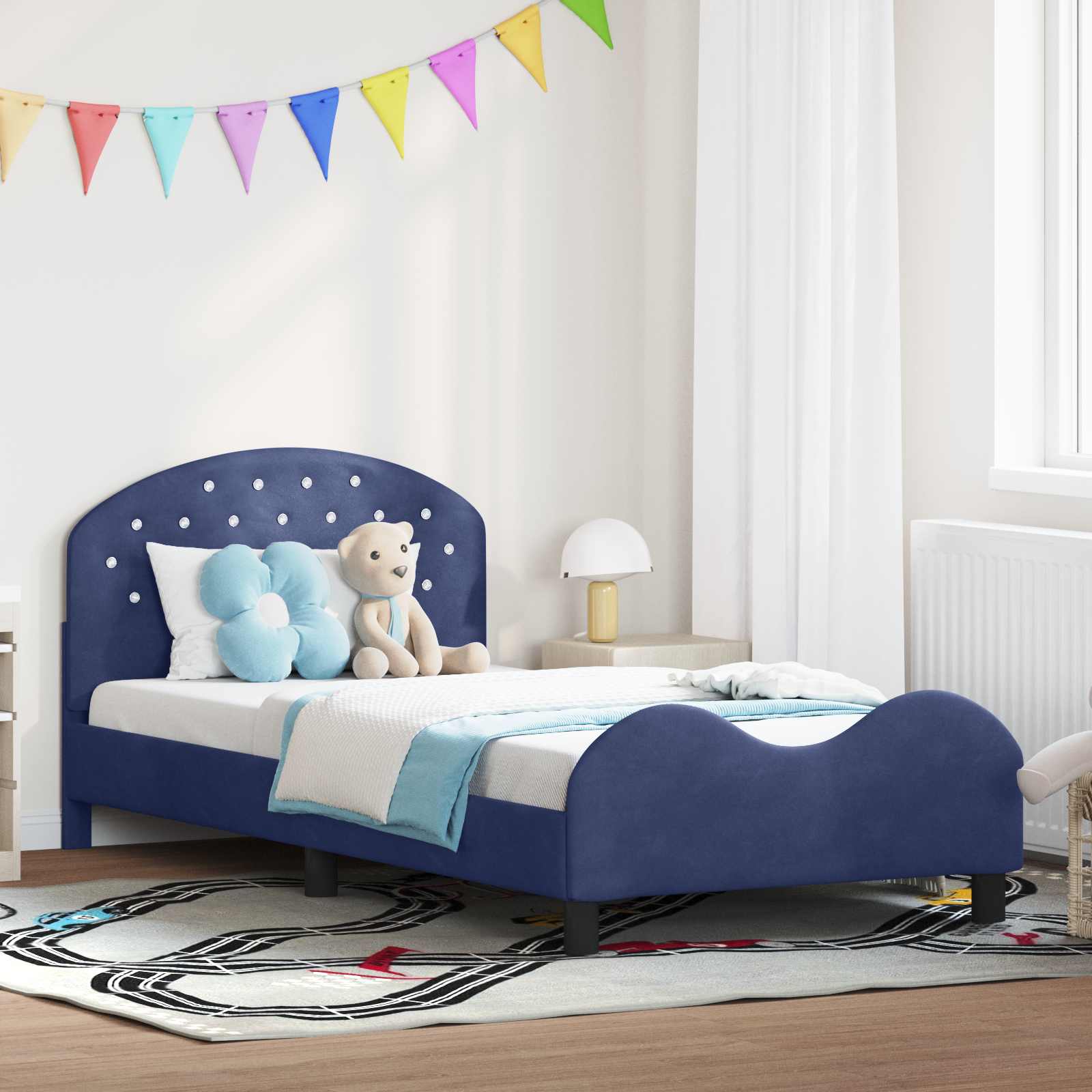 Bedframe voor kinderen met hoofdbord Politieblauw 80 x 200 cm