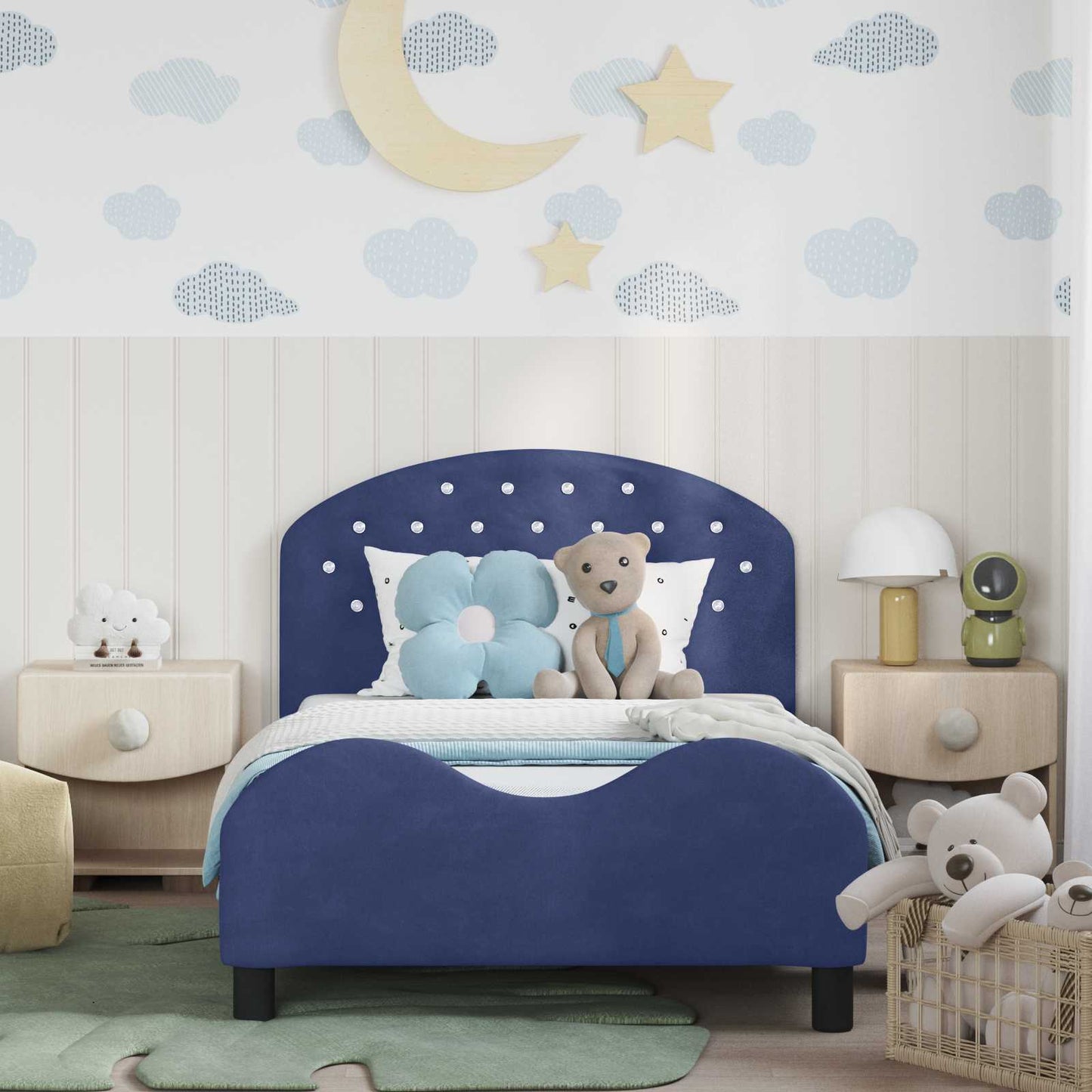 Bedframe voor kinderen met hoofdbord Politieblauw 80 x 200 cm