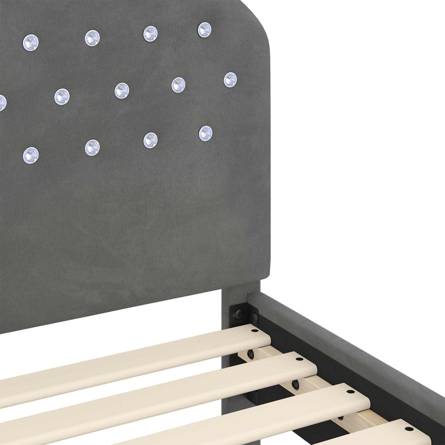 Bedframe voor kinderen met hoofdbord Donkergrijs 90 x 190 cm