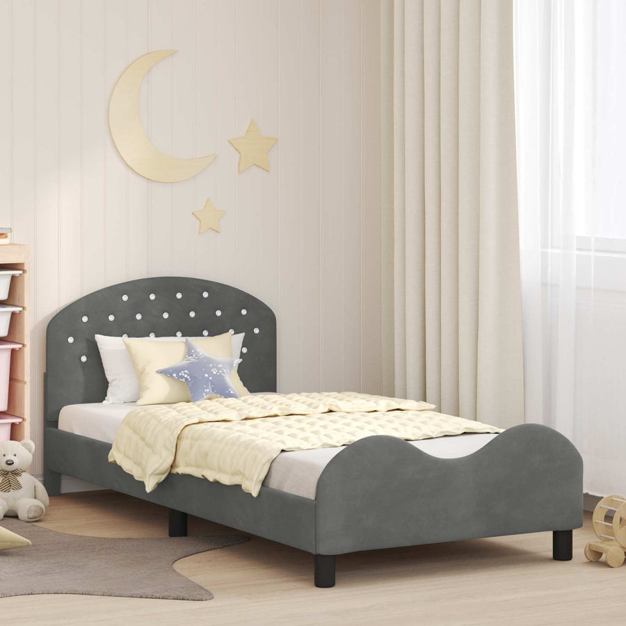 Bedframe voor kinderen met hoofdbord Donkergrijs 90 x 190 cm