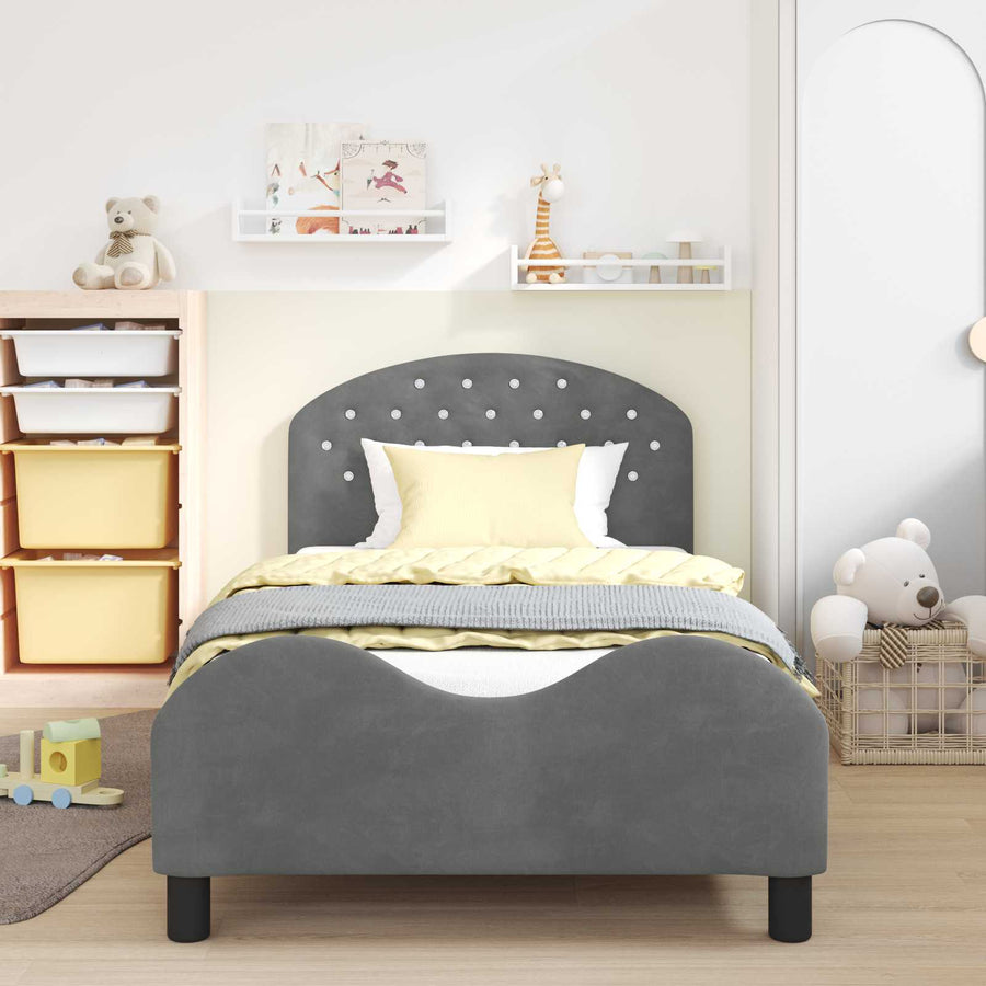 Bedframe voor kinderen met hoofdbord Donkergrijs 90 x 190 cm