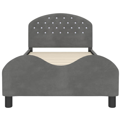 Bedframe voor kinderen met hoofdbord Donkergrijs 90 x 190 cm