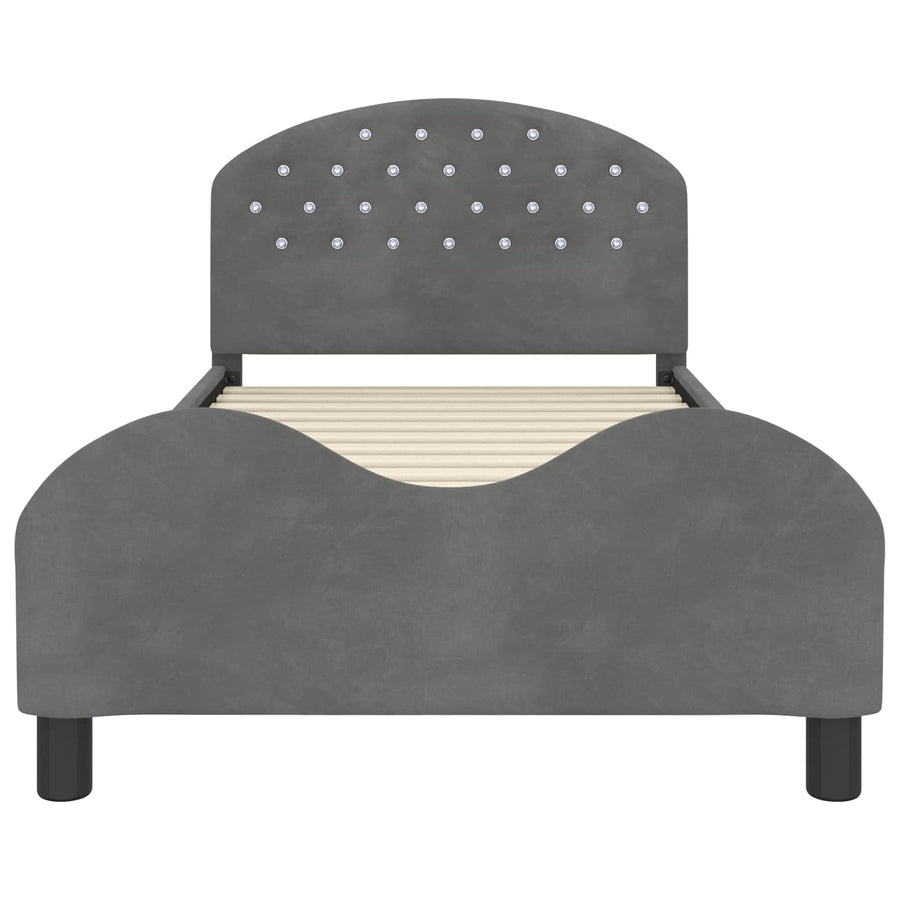 Bedframe voor kinderen met hoofdbord Donkergrijs 90 x 190 cm