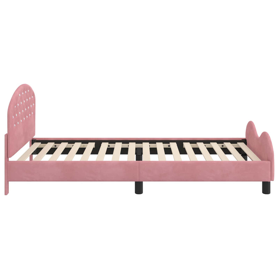 Bedframe voor kinderen met hoofdbord Roze 90 x 190 cm Fluweel