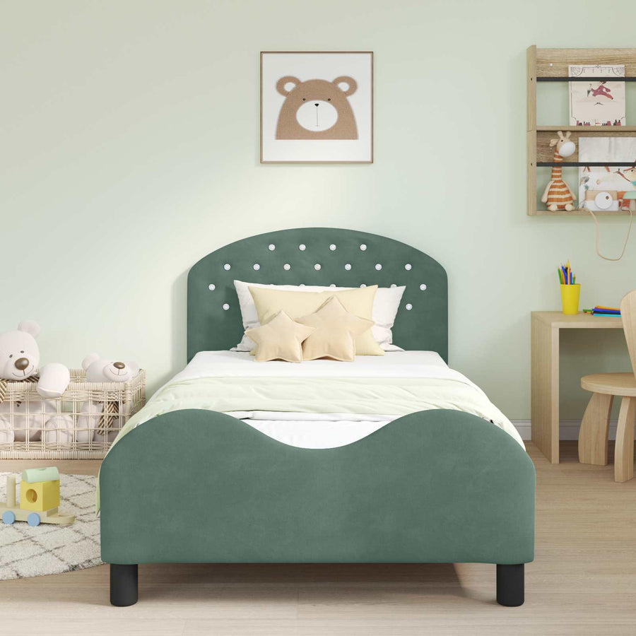 Bedframe voor kinderen met hoofdbord Zeegroen 90 x 190 cm