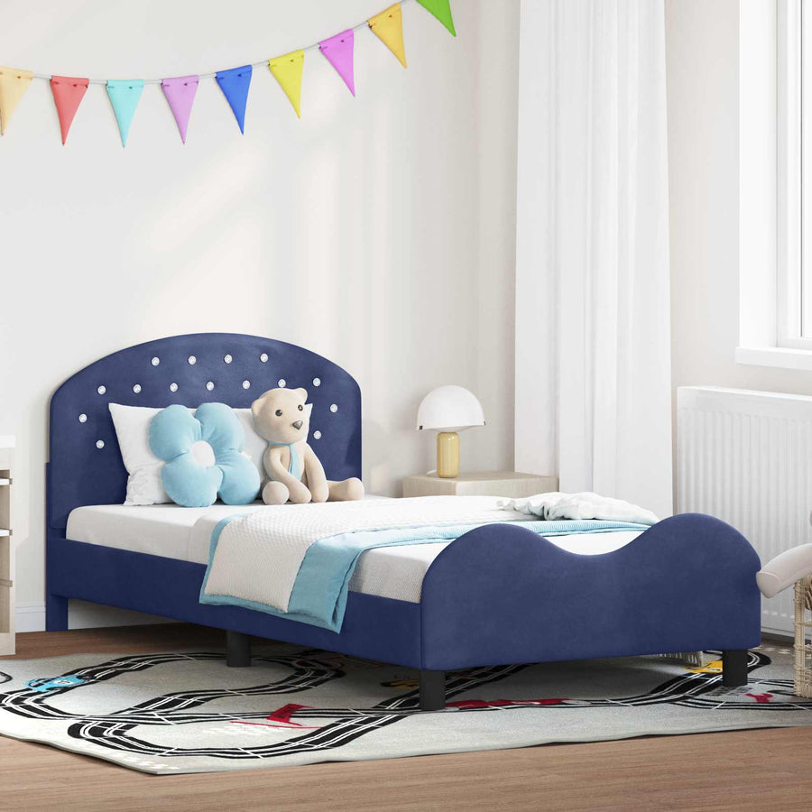 Bedframe voor kinderen met hoofdbord Politieblauw 90 x 190 cm