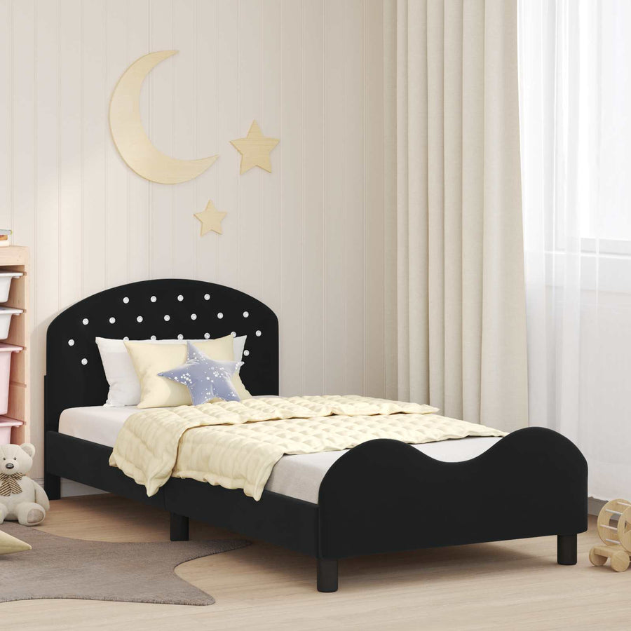Bedframe voor kinderen met hoofdbord Zwart 90 x 200 cm Fluweel