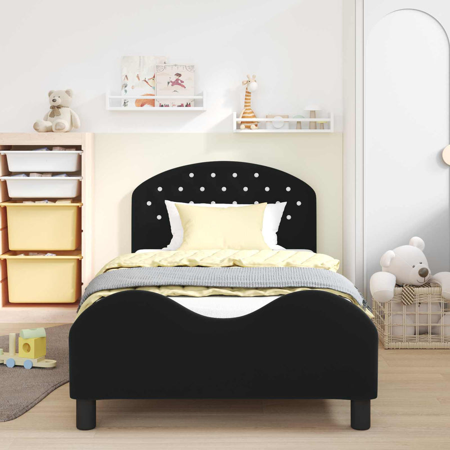 Bedframe voor kinderen met hoofdbord Zwart 90 x 200 cm Fluweel