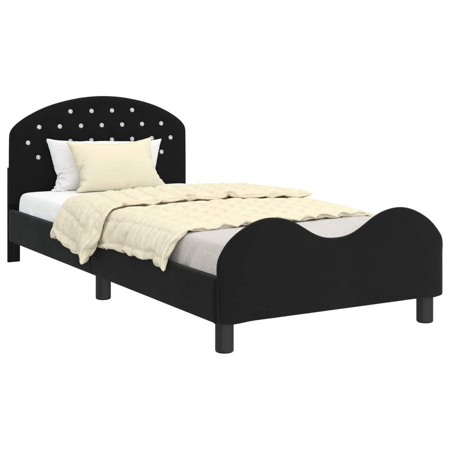 Bedframe voor kinderen met hoofdbord Zwart 90 x 200 cm Fluweel