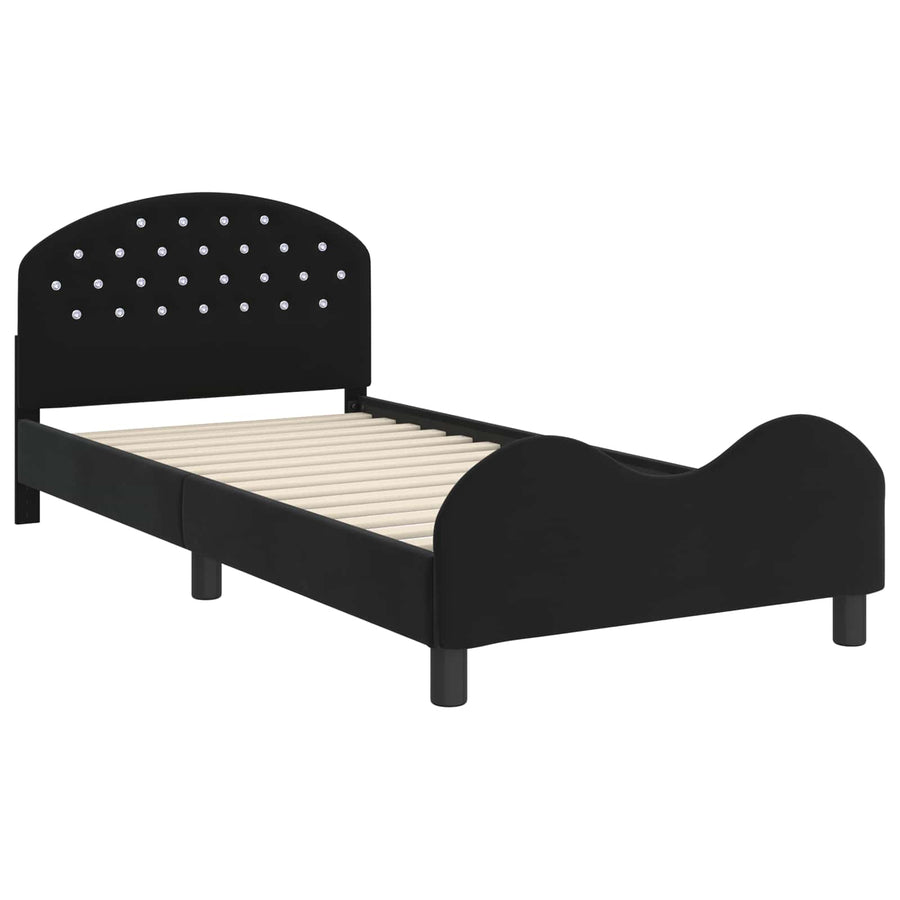 Bedframe voor kinderen met hoofdbord Zwart 90 x 200 cm Fluweel