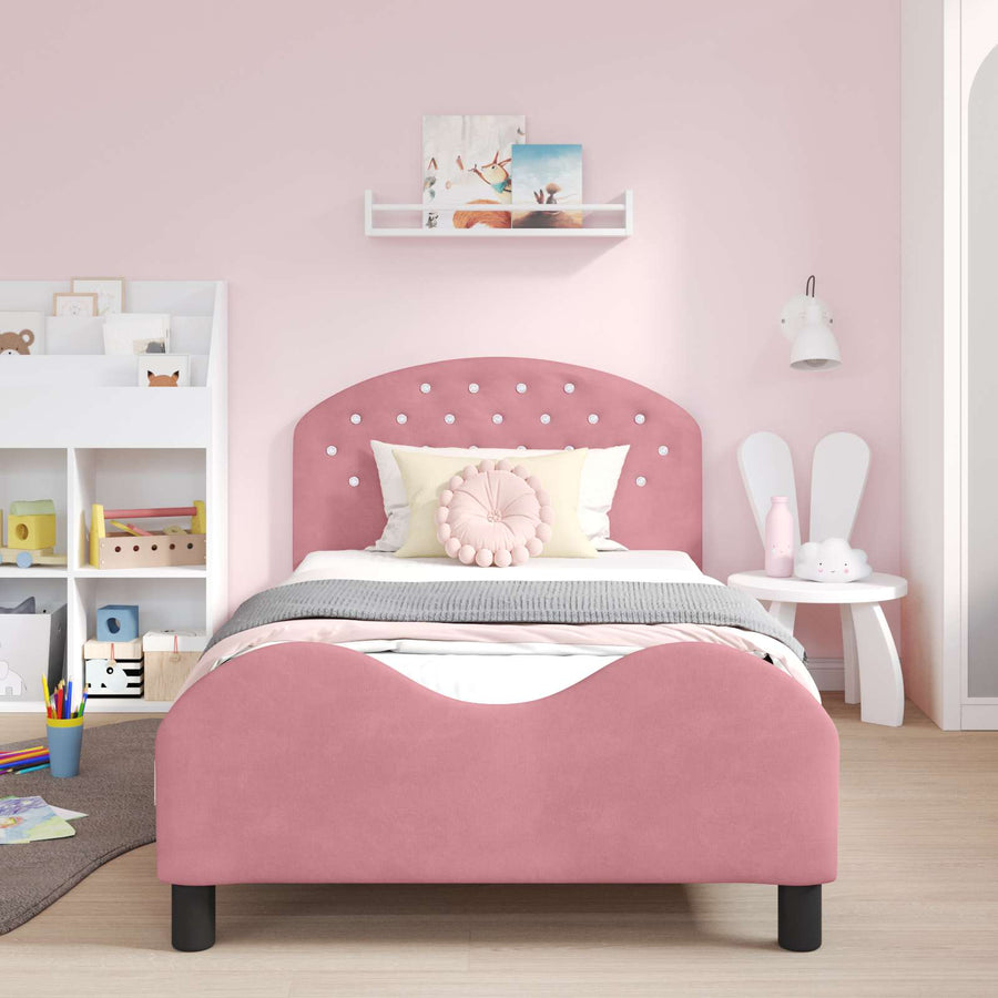 Bedframe voor kinderen met hoofdbord Roze 90 x 200 cm Fluweel