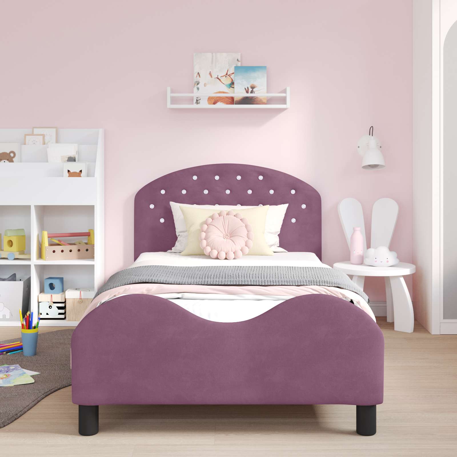 Bedframe voor kinderen met hoofdbord Paars 90 x 200 cm Fluweel