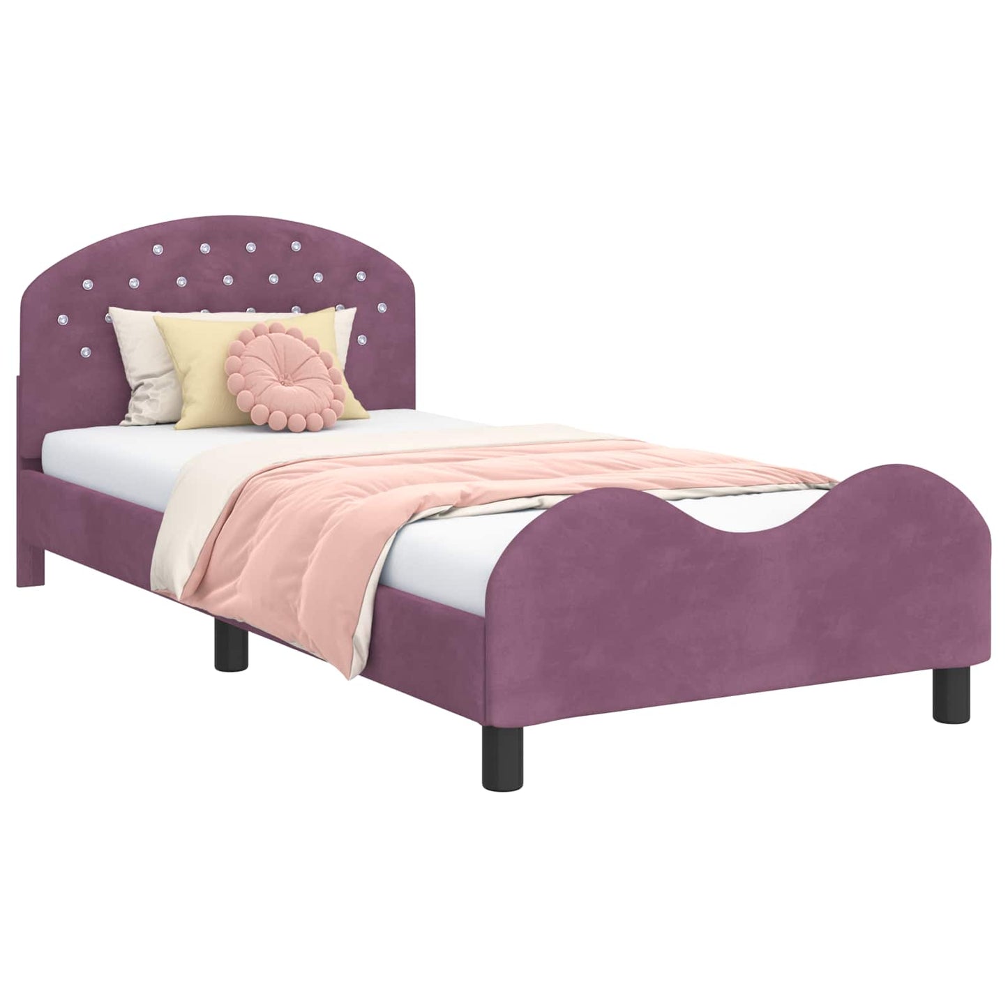 Bedframe voor kinderen met hoofdbord Paars 90 x 200 cm Fluweel