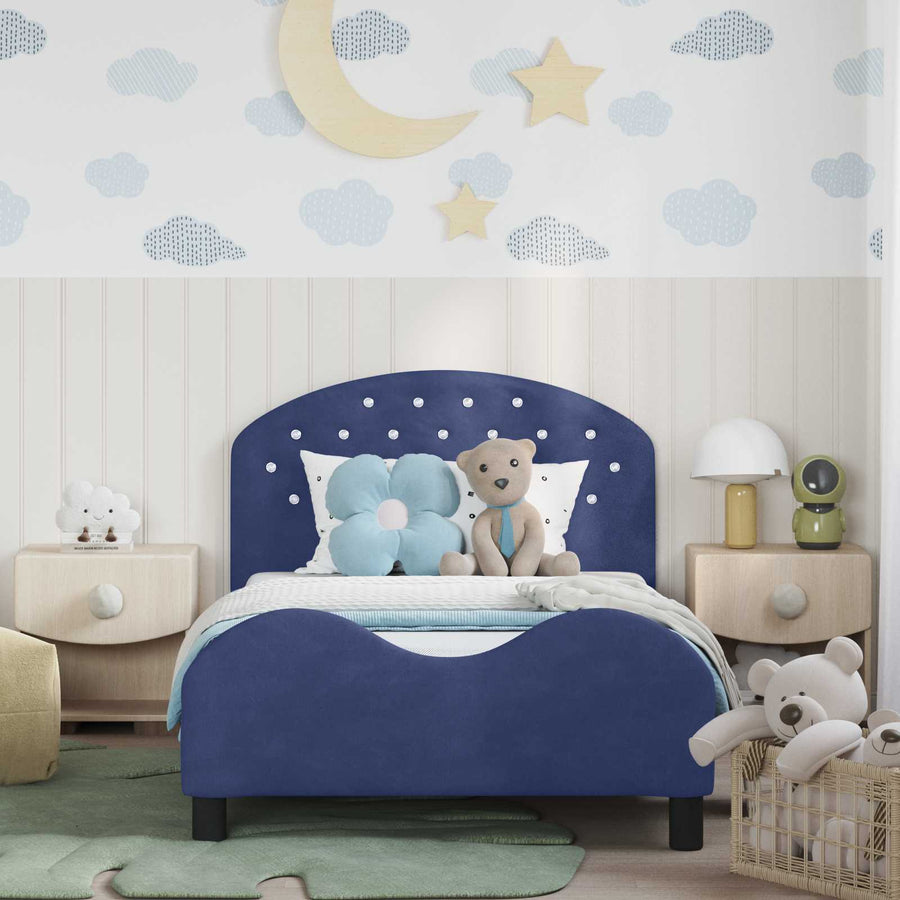 Bedframe voor kinderen met hoofdbord Politieblauw 90 x 200 cm
