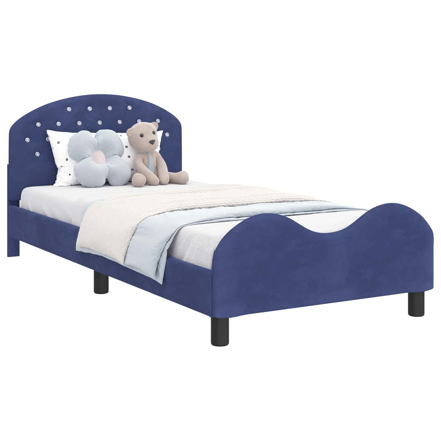 Bedframe voor kinderen met hoofdbord Politieblauw 90 x 200 cm