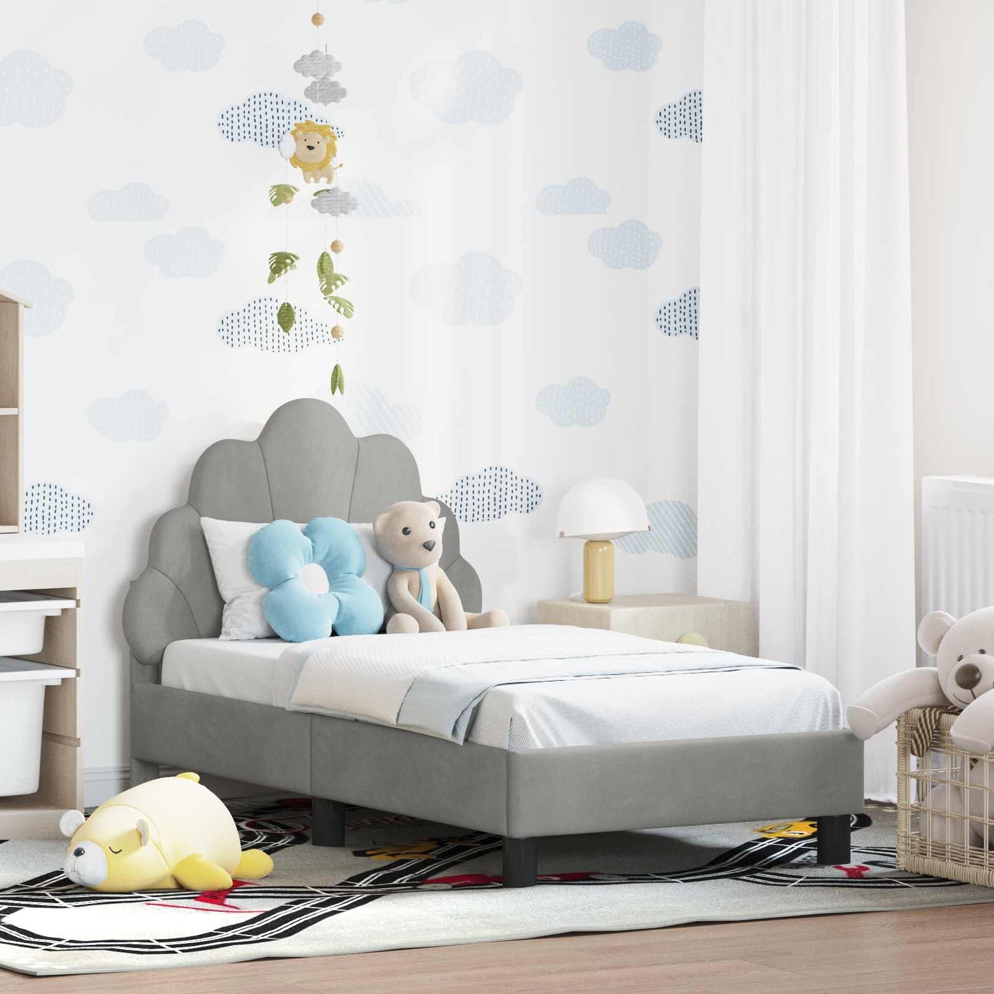 Peuterbedframe met hoofdbord Lichtgrijs 70 x 140 cm Fluweel