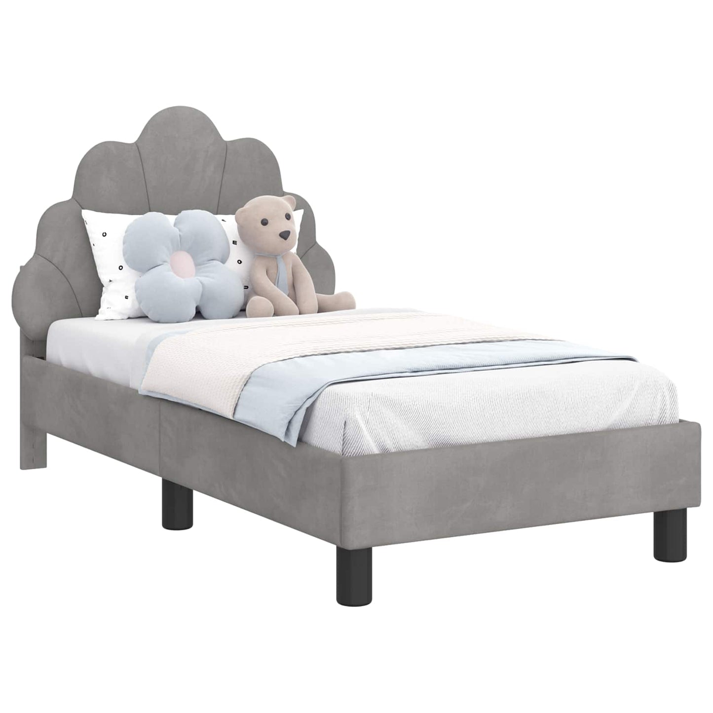 Peuterbedframe met hoofdbord Lichtgrijs 70 x 140 cm Fluweel