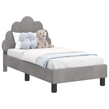 Peuterbedframe met hoofdbord Lichtgrijs 70 x 140 cm Fluweel