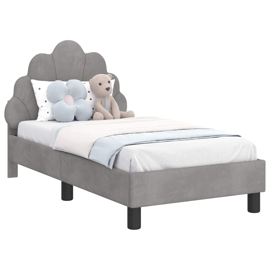 Peuterbedframe met hoofdbord Lichtgrijs 70 x 140 cm Fluweel