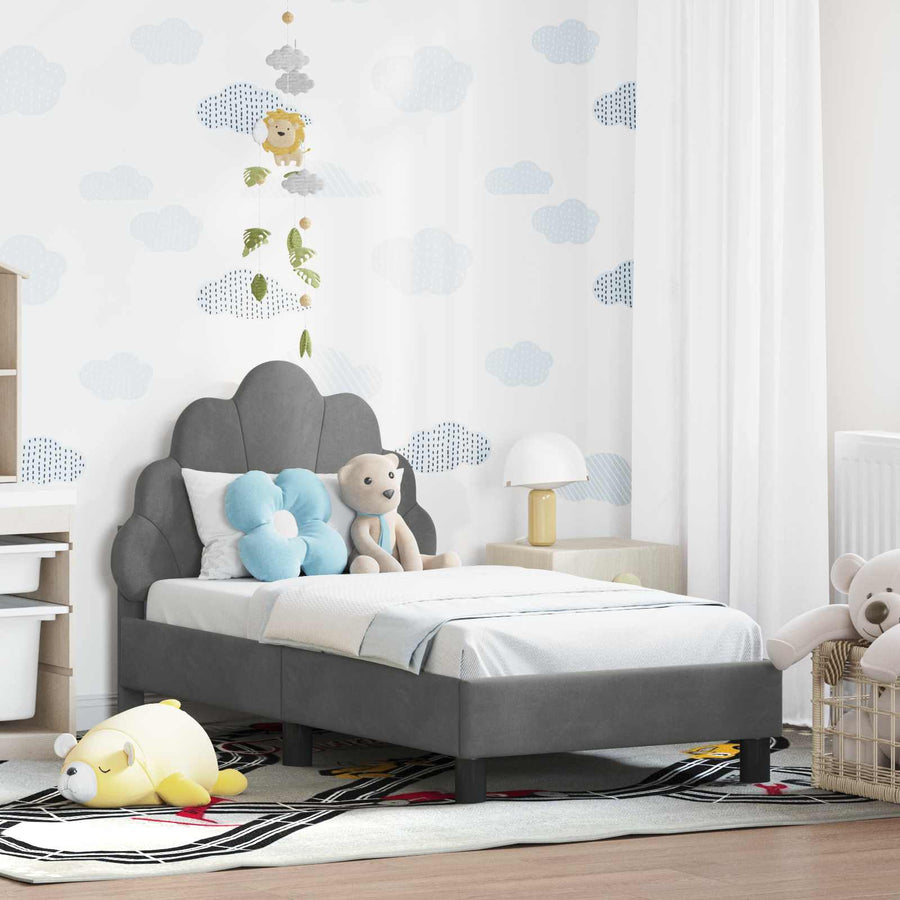 Peuterbedframe met hoofdbord Donkergrijs 70 x 140 cm Fluweel