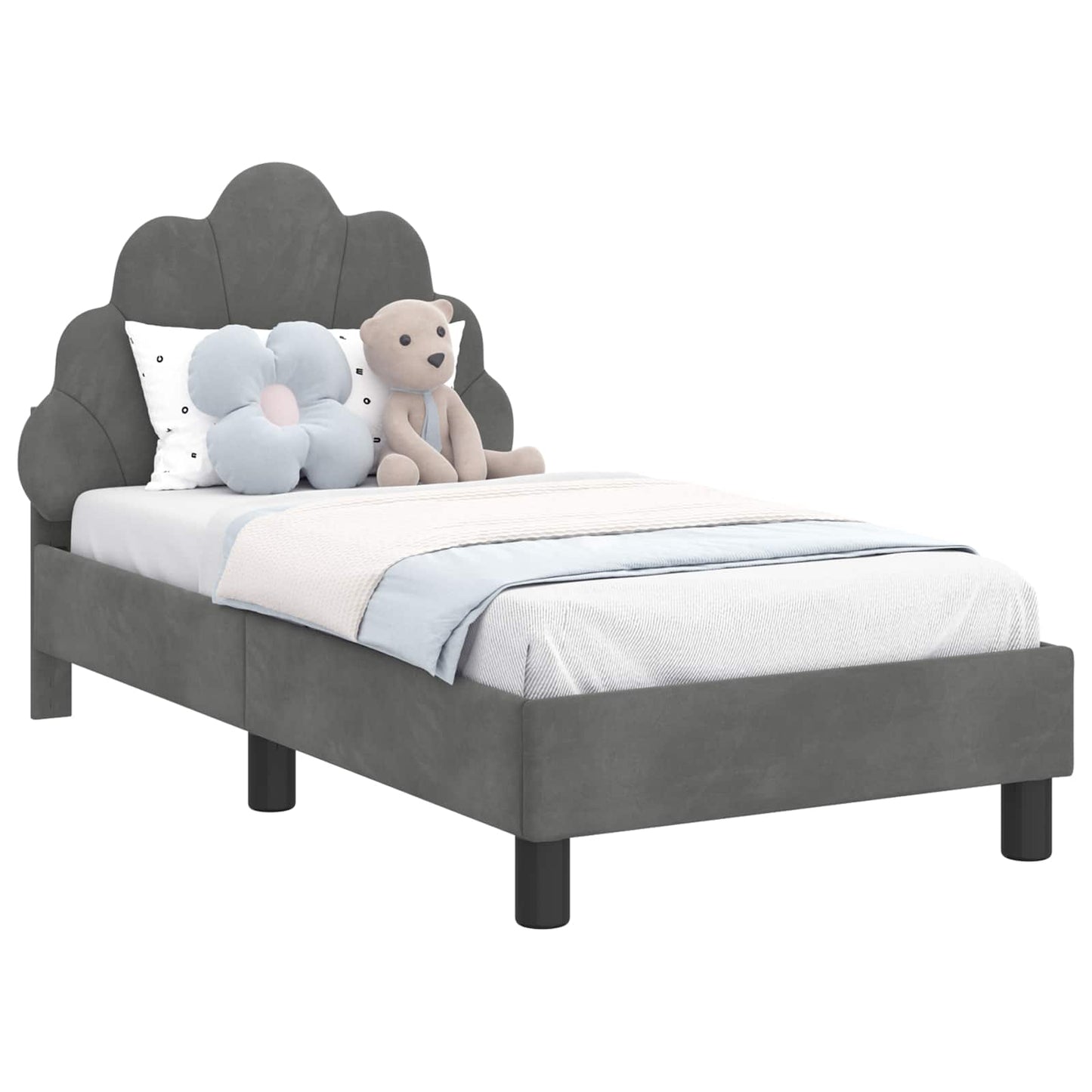 Peuterbedframe met hoofdbord Donkergrijs 70 x 140 cm Fluweel