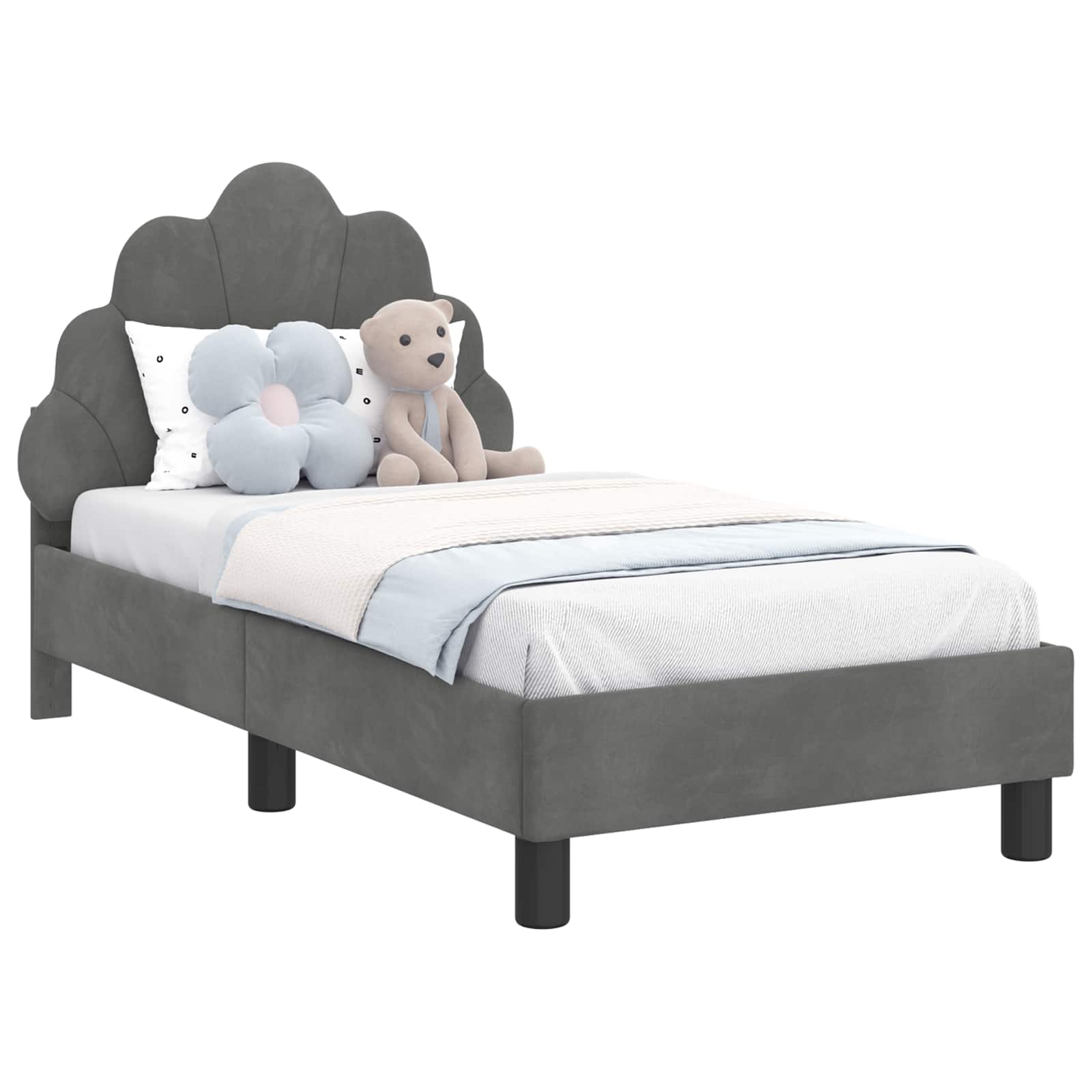 Peuterbedframe met hoofdbord Donkergrijs 70 x 140 cm Fluweel