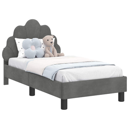 Peuterbedframe met hoofdbord Donkergrijs 70 x 140 cm Fluweel